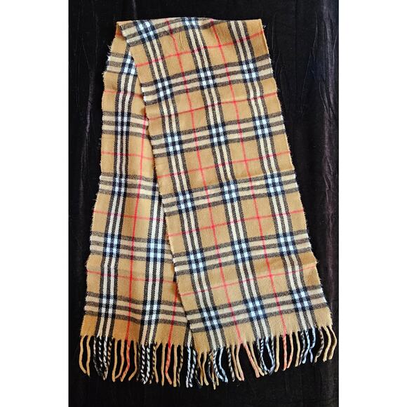 BURBERRYs of London 100% Lambswool BEIGE Scarf Nova Check Vintage (2) - Picture 8 of 9